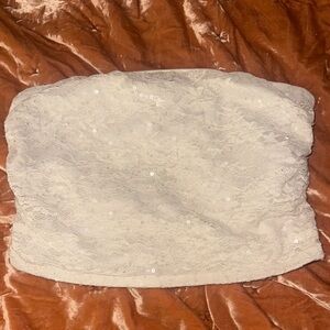 Women’s Wild Fable Cream Strapless Sparkly Lace Top